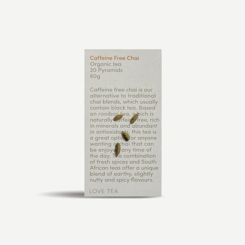 Caffeine Free Chai Pyramid Tea Bags (20) by LOVE TEA