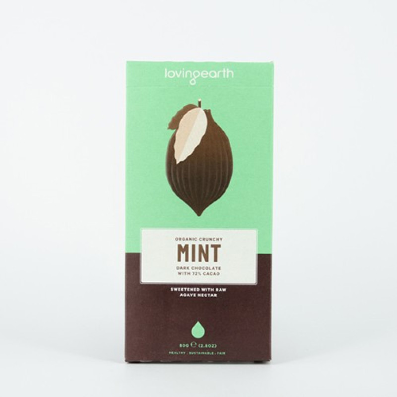 Crunchy Mint Dark Chocolate 80g by LOVING EARTH