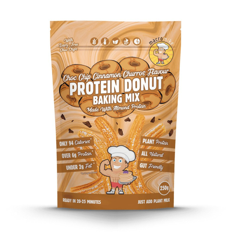 Donut Baking Mix - Almond Protein Choc Chip Cinnamon Churros 250g by MACRO MIKE Donut Baking Mix - Almond Protein Choc Chip Cinnamon Churros 250g by MACRO MIKE