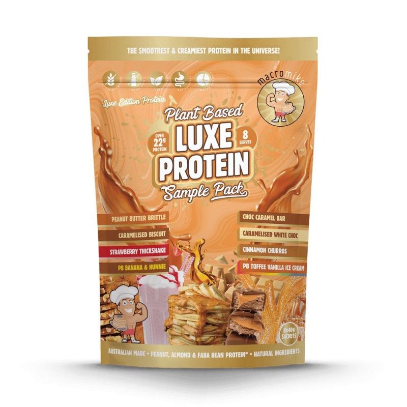 Plant Based Luxe Protein Sample Pack 8x40g by MACRO MIKE Plant Based Luxe Protein Sample Pack 8x40g by MACRO MIKE