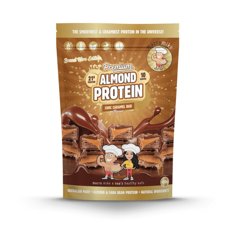 Premium Almond Protein - Choc Caramel Bar 400g by MACRO MIKE Premium Almond Protein - Choc Caramel Bar 400g by MACRO MIKE