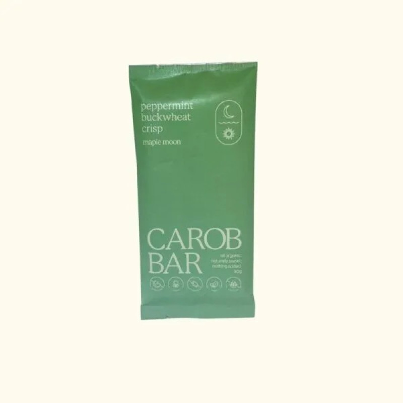 Peppermint Buckwheat Crisp Carob Bar 90g by MAPLE MOON Peppermint Buckwheat Crisp Carob Bar 90g by MAPLE MOON