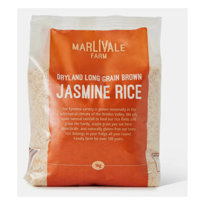 Dryland Long Grain Brown Jasmine Rice 1kg by MARLIVALE FARM