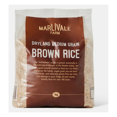 Dryland Medium Grain Brown Rice 1kg by MARLIVALE FARM