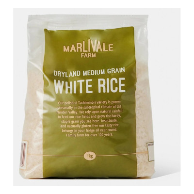 Dryland Medium Grain White Rice 1kg by MARLIVALE FARM