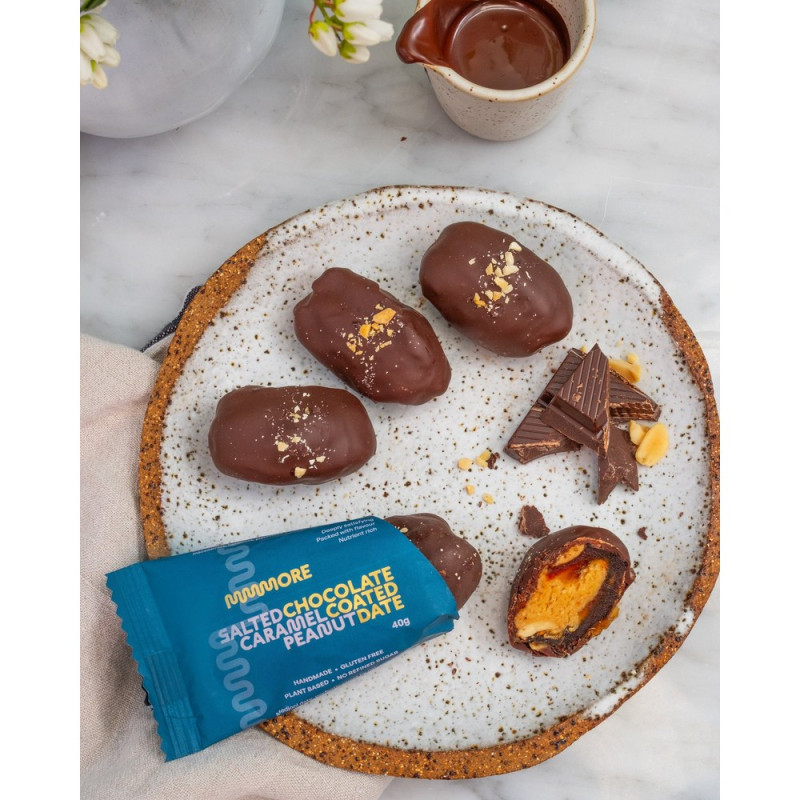 Salted Chocolate Caramel Coated Peanut Date 40g by MMMORE Salted Chocolate Caramel Coated Peanut Date 40g by MMMORE