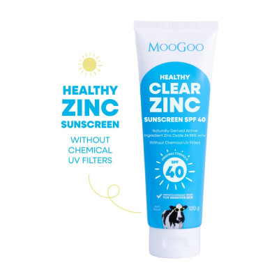 Healthy Clear Zinc Sunscreen SPF40 120g by MOOGOO