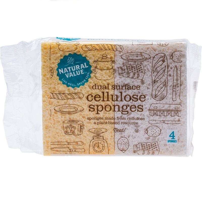 Dual Surface Cellulose Sponges (4) by NATURAL VALUE Dual Surface Cellulose Sponges (4) by NATURAL VALUE