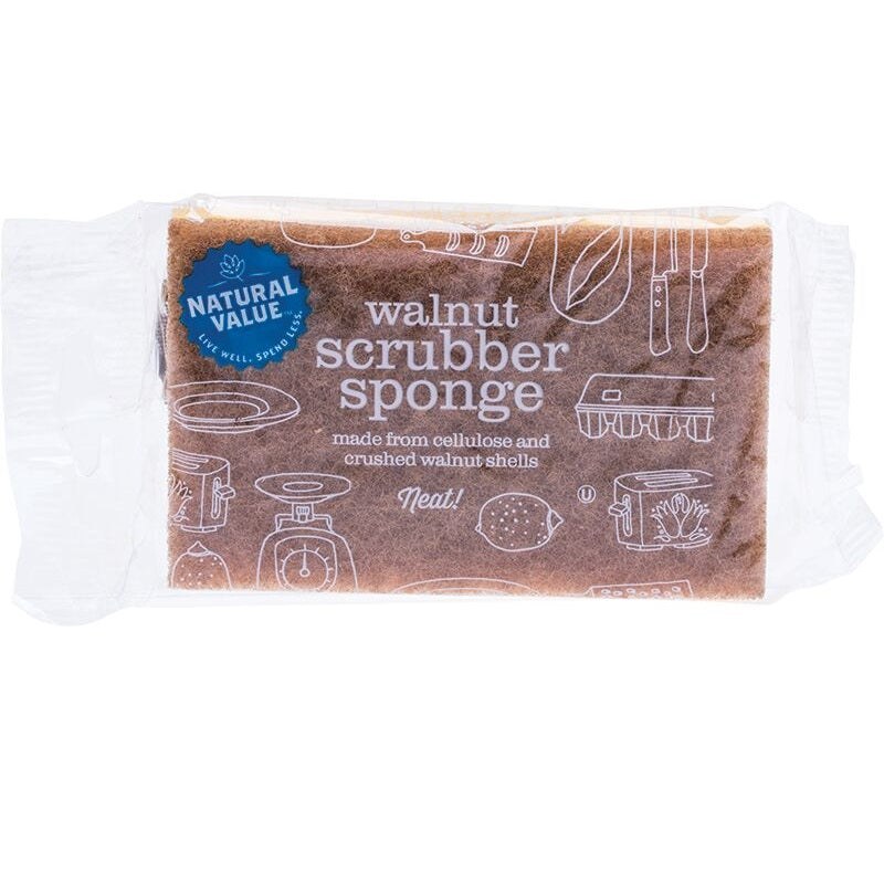 Walnut Scrubber Sponge (1) by NATURAL VALUE Walnut Scrubber Sponge (1) by NATURAL VALUE