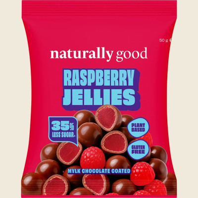Choc Coated Raspberry Jellies 50g by NATURALLY GOOD