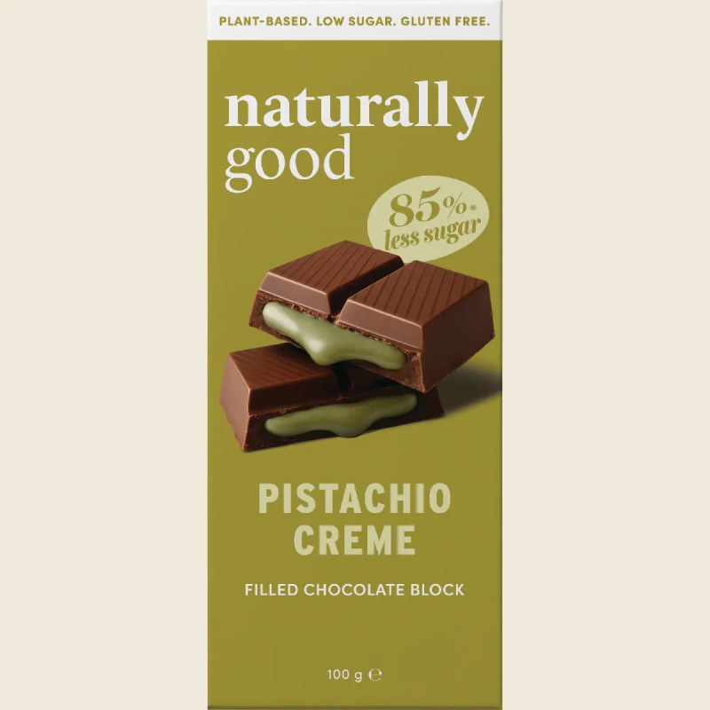 Filled Chocolate Block Pistachio Creme 100g by NATURALLY GOOD Filled Chocolate Block Pistachio Creme 100g by NATURALLY GOOD