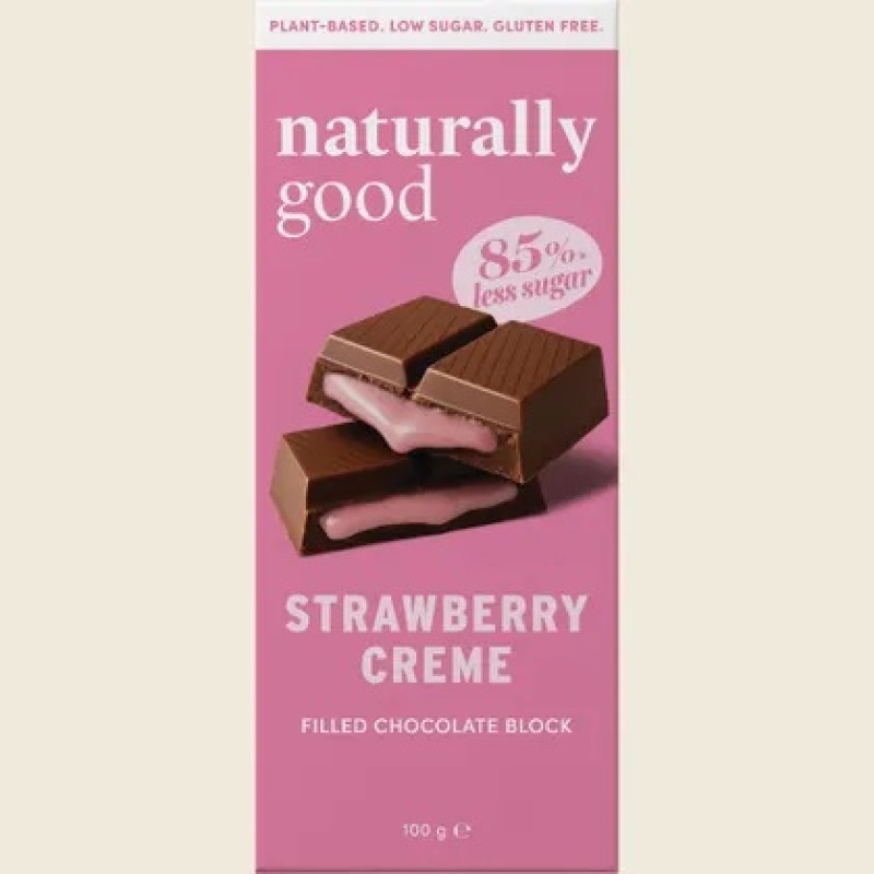 Filled Chocolate Block Strawberry Creme 100g by NATURALLY GOOD Filled Chocolate Block Strawberry Creme 100g by NATURALLY GOOD
