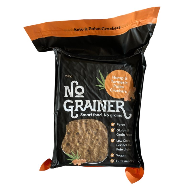 Hemp & Turmeric Paleo Crackers 185g by NO GRAINER