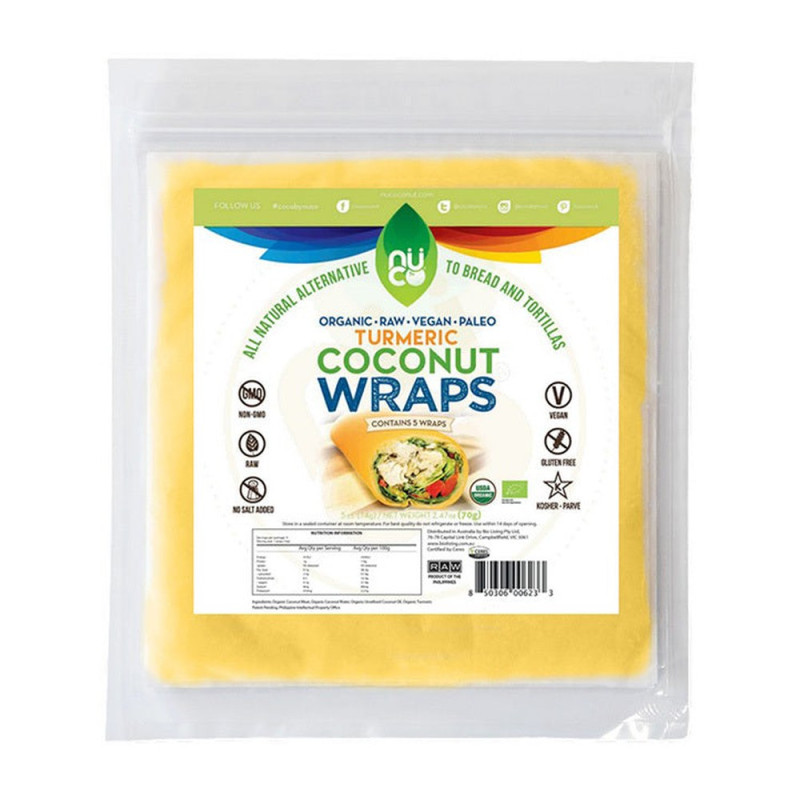 Organic Raw Turmeric Coconut Wraps (5x14g) by NUCO Organic Raw Turmeric Coconut Wraps (5x14g) by NUCO