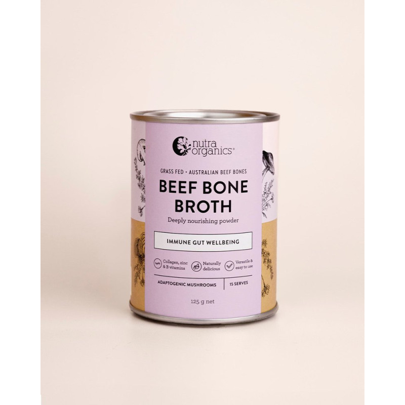 Beef Bone Broth Powder - Adaptogenic Mushroom 125g by NUTRA ORGANICS