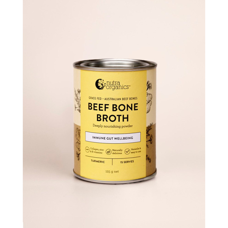 Beef Bone Broth Powder - Turmeric 125g by NUTRA ORGANICS Beef Bone Broth Powder - Turmeric 125g by NUTRA ORGANICS