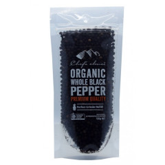 Organic Whole Black Pepper 120g by CHEF'S CHOICE