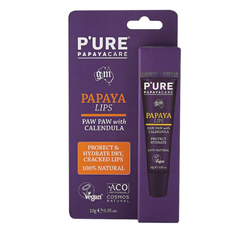 Papaya Lips - Paw Paw with Calendula 10g by P'URE PAPAYACARE Papaya Lips - Paw Paw with Calendula 10g by P'URE PAPAYACARE