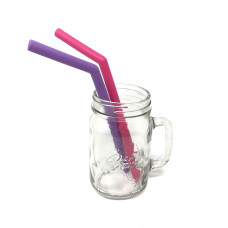 Soft Silicone Straws Pink & Purple (2 Pack) by LITTLE MASHIES