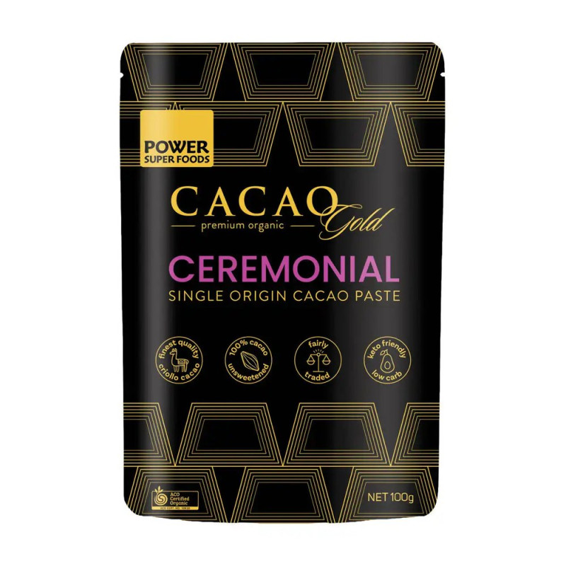 Organic Ceremonial Cacao Paste 100g by POWER SUPER FOODS Organic Ceremonial Cacao Paste 100g by POWER SUPER FOODS