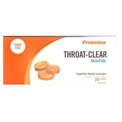 Throat Clear Sugarfree Herbal Lozenges Menthol (20) by PRETORIUS