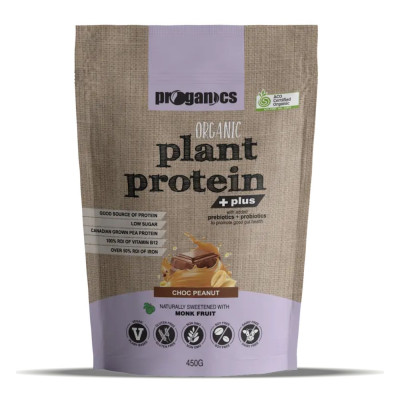 Organic Plant Protein Plus - Choc Peanut 450g by PROGANICS