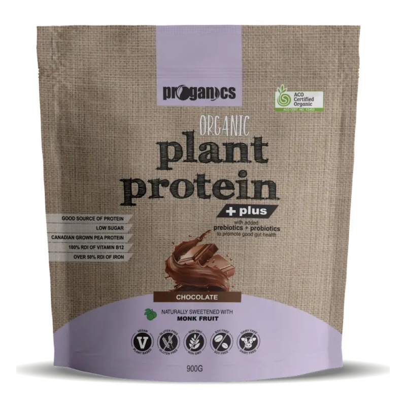 Organic Plant Protein Plus - Chocolate 900g by PROGANICS Organic Plant Protein Plus - Chocolate 900g by PROGANICS