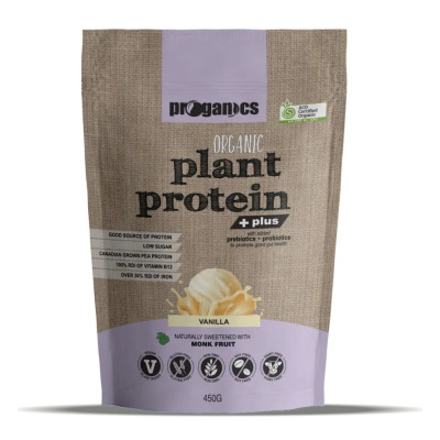 Organic Plant Protein Plus - Vanilla 450g by PROGANICS