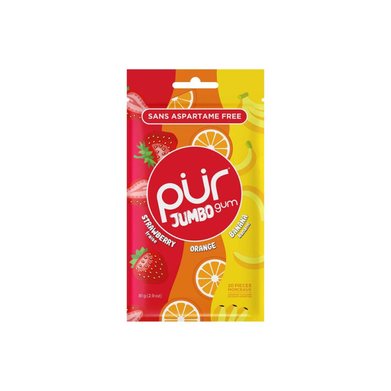 Jumbo Gum - Strawberry, Orange & Banana 81g by PUR