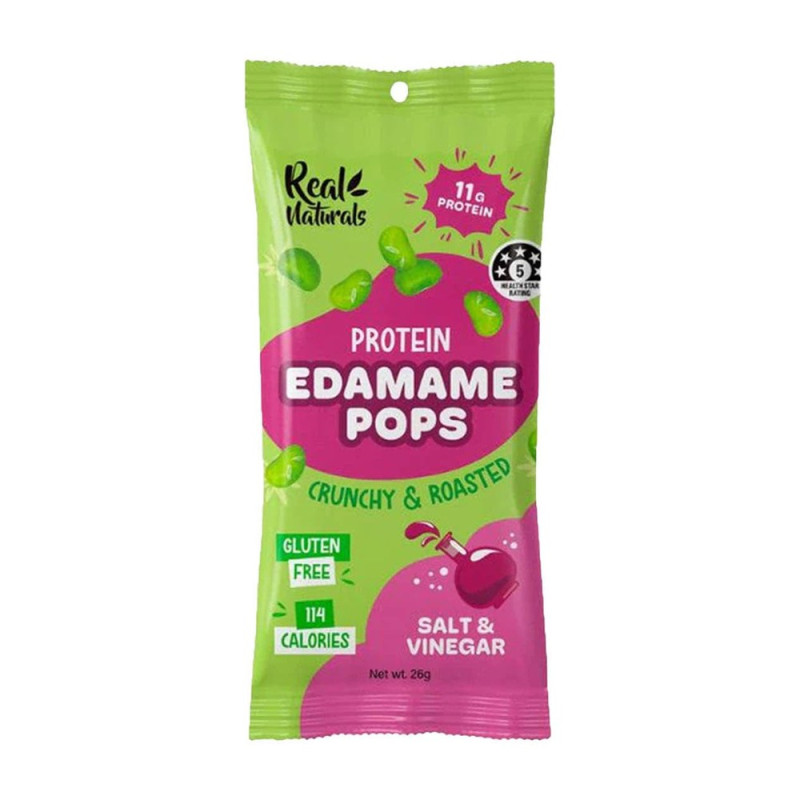 Edamame Pops Salt & Vinegar 25g by REAL NATURALS Edamame Pops Salt & Vinegar 25g by REAL NATURALS