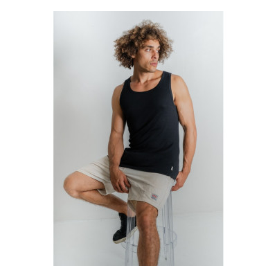 Organic Cotton Men's Singlet | Black S by REER ENDZ UNDERWEAR