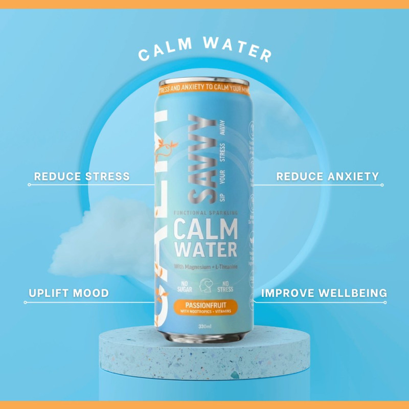 Calm Sparkling Water Passionfruit 330ml by SAVVY Calm Sparkling Water Passionfruit 330ml by SAVVY
