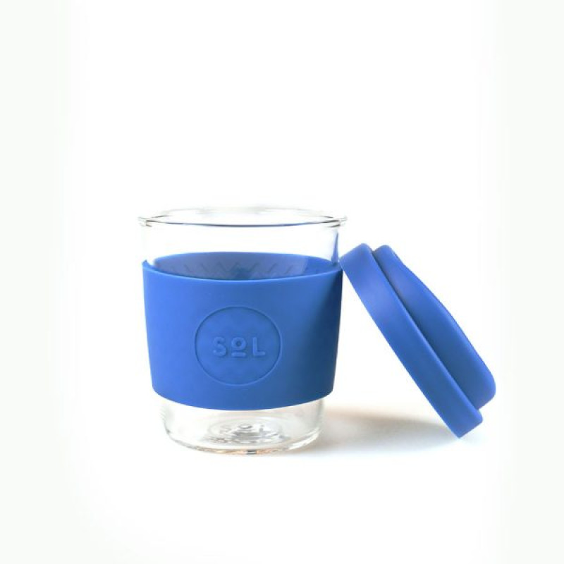 Glass Coffee Cup - Winter Bondi Blue 8oz by SOL