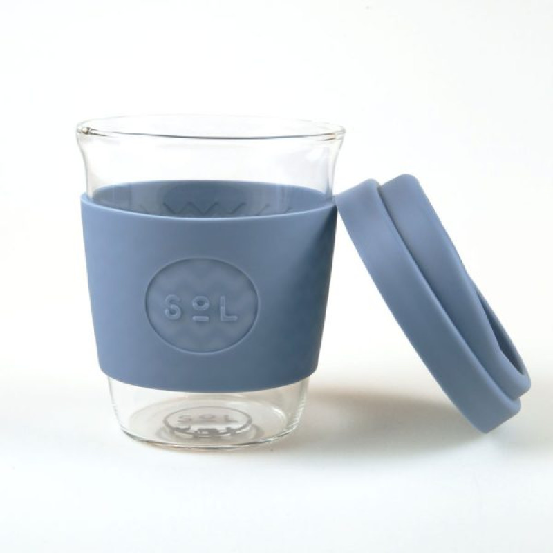 Glass Coffee Cup - Blue Stone 12oz by SOL