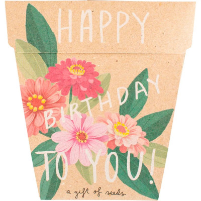 Gift Of Seeds (Zinnia) - Happy Birthday To You Card by SOW 