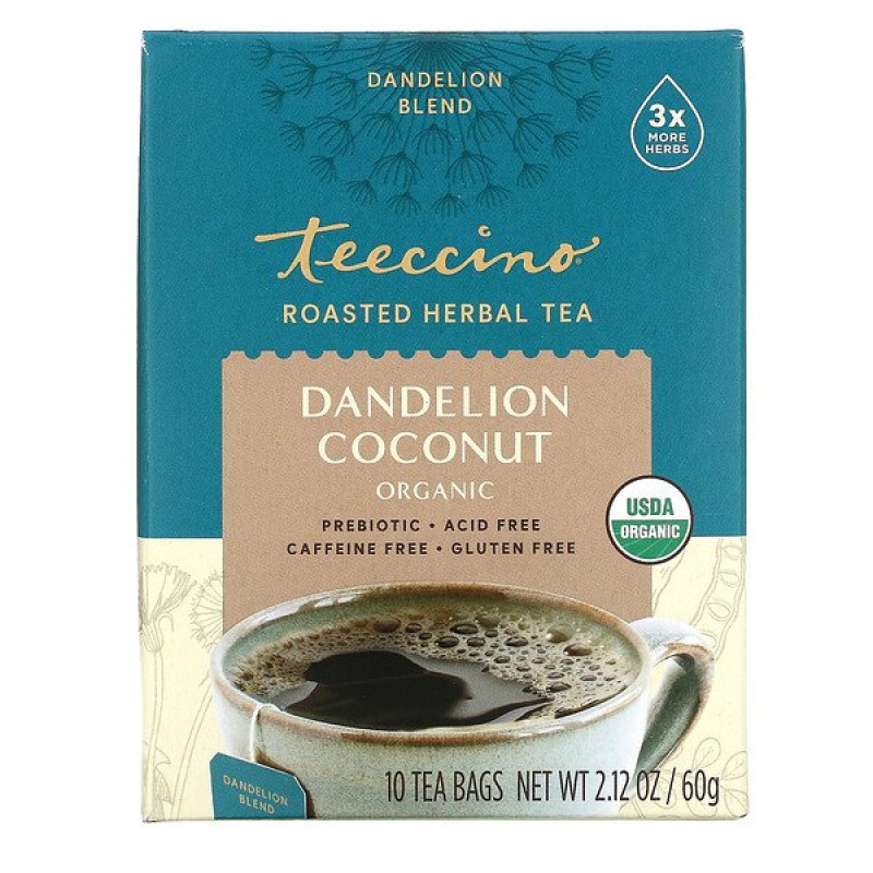 Dandelion Coconut Herbal Coffee Tea Bags (10) by TEECCINO