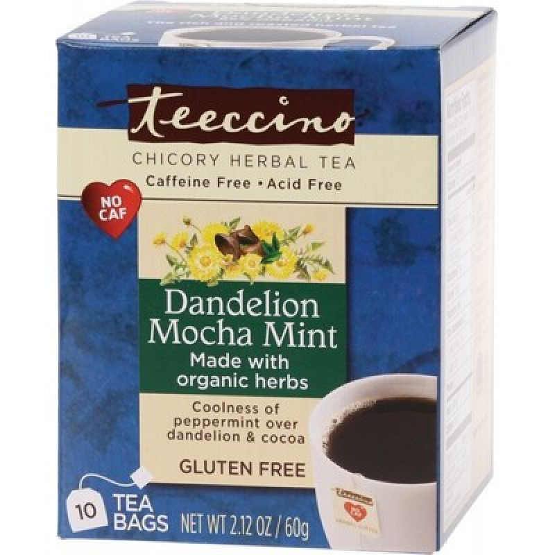 Dandelion Mocha Mint Herbal Coffee Tea Bags (10) by TEECCINO