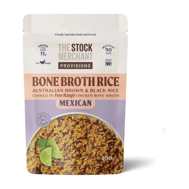 Bone Broth Rice Mexican 250g by THE STOCK MERCHANT PROVISIONS Bone Broth Rice Mexican 250g by THE STOCK MERCHANT PROVISIONS