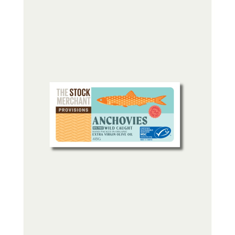 Wild Caught Anchovies Olive Oil 45g by THE STOCK MERCHANT PROVISIONS Wild Caught Anchovies Olive Oil 45g by THE STOCK MERCHANT PROVISIONS