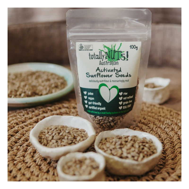Organic Activated Australian Sunflower Seeds 100g by TOTALLY NUTS Organic Activated Australian Sunflower Seeds 100g by TOTALLY NUTS