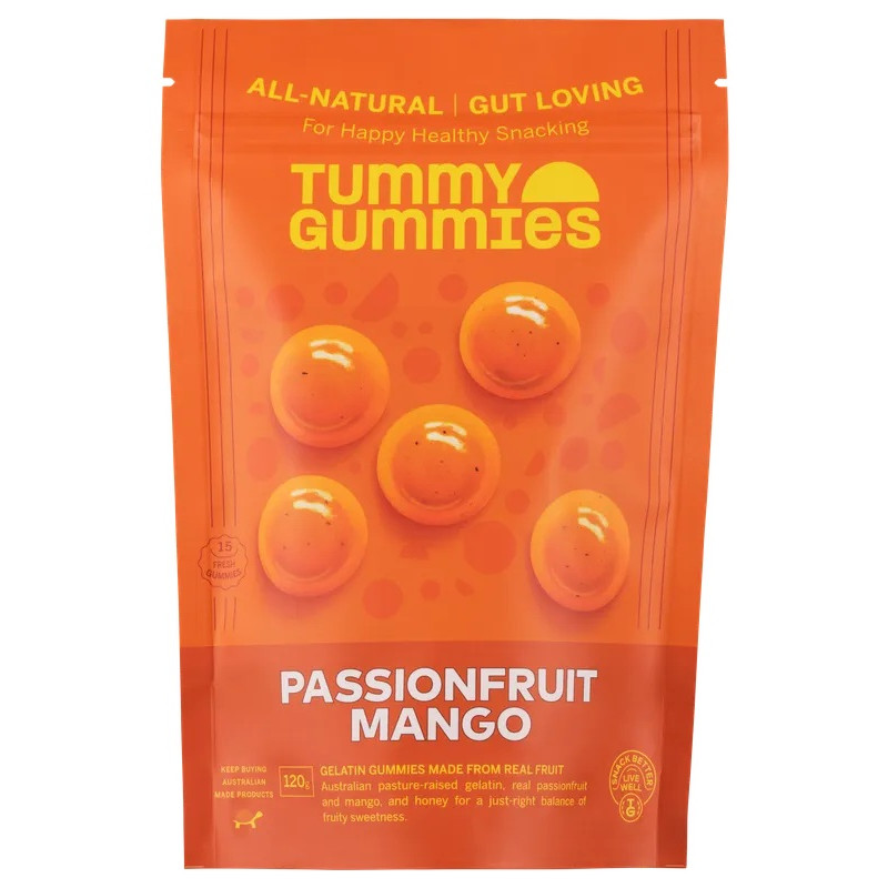 Passionfruit Mango Gummies 120g by TUMMY GUMMIES