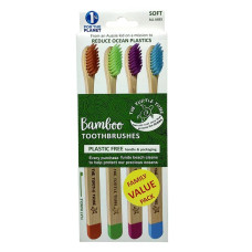 Bamboo Premium Toothbrush Soft (4pk) by THE TURTLE TRIBE
