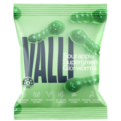 Sour Apple Supergreen Glo-worms 50g by VALLI