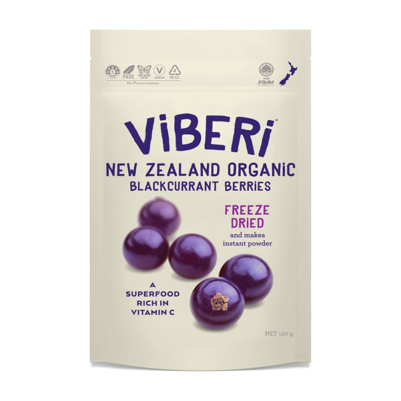 Freeze Dried Blackcurrants 120g by VIBERI Freeze Dried Blackcurrants 120g by VIBERI