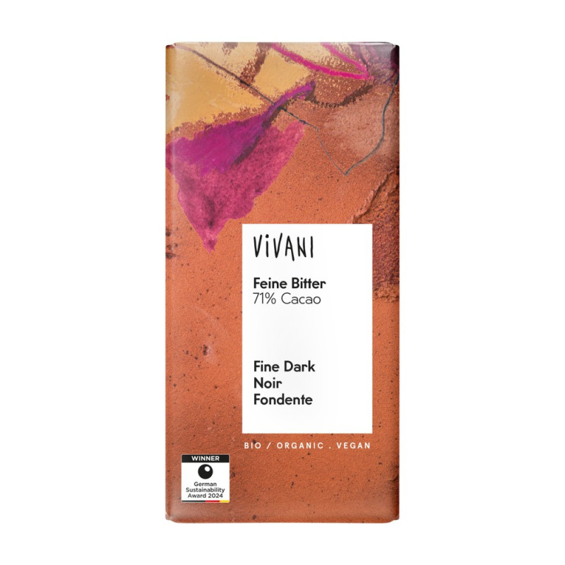Organic Chocolate - Fine Dark 71% Cacao 80g by VIVANI Organic Chocolate - Fine Dark 71% Cacao 80g by VIVANI