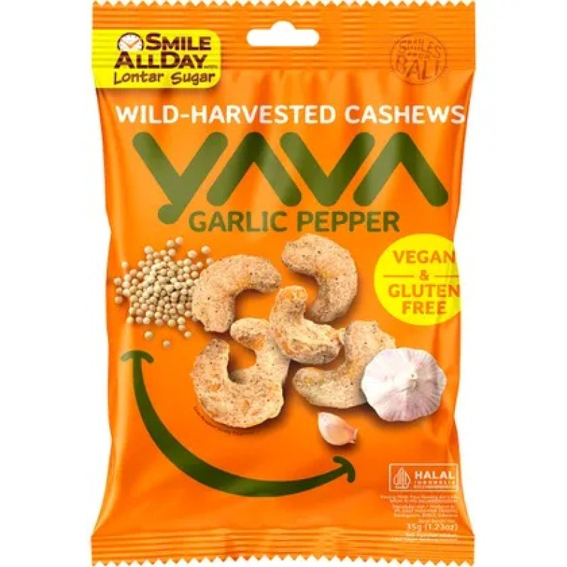 Wild-Harvested Cashews Garlic Pepper 35g by YAVA