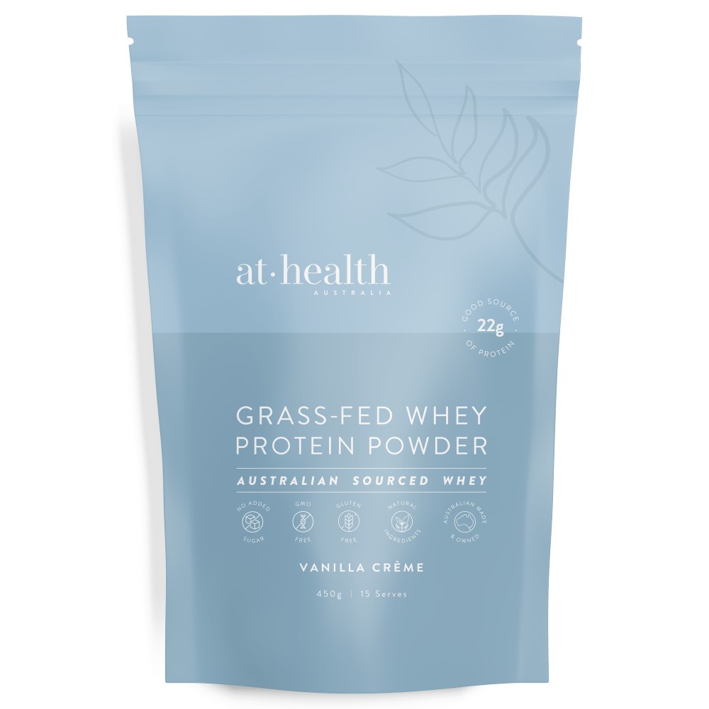 AT Health Grass Fed Whey, Vanilla Creme 450g