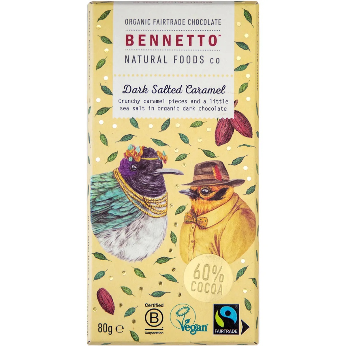 Bennetto Salted Caramel Dark Organic Fairtrade Chocolate, 80g