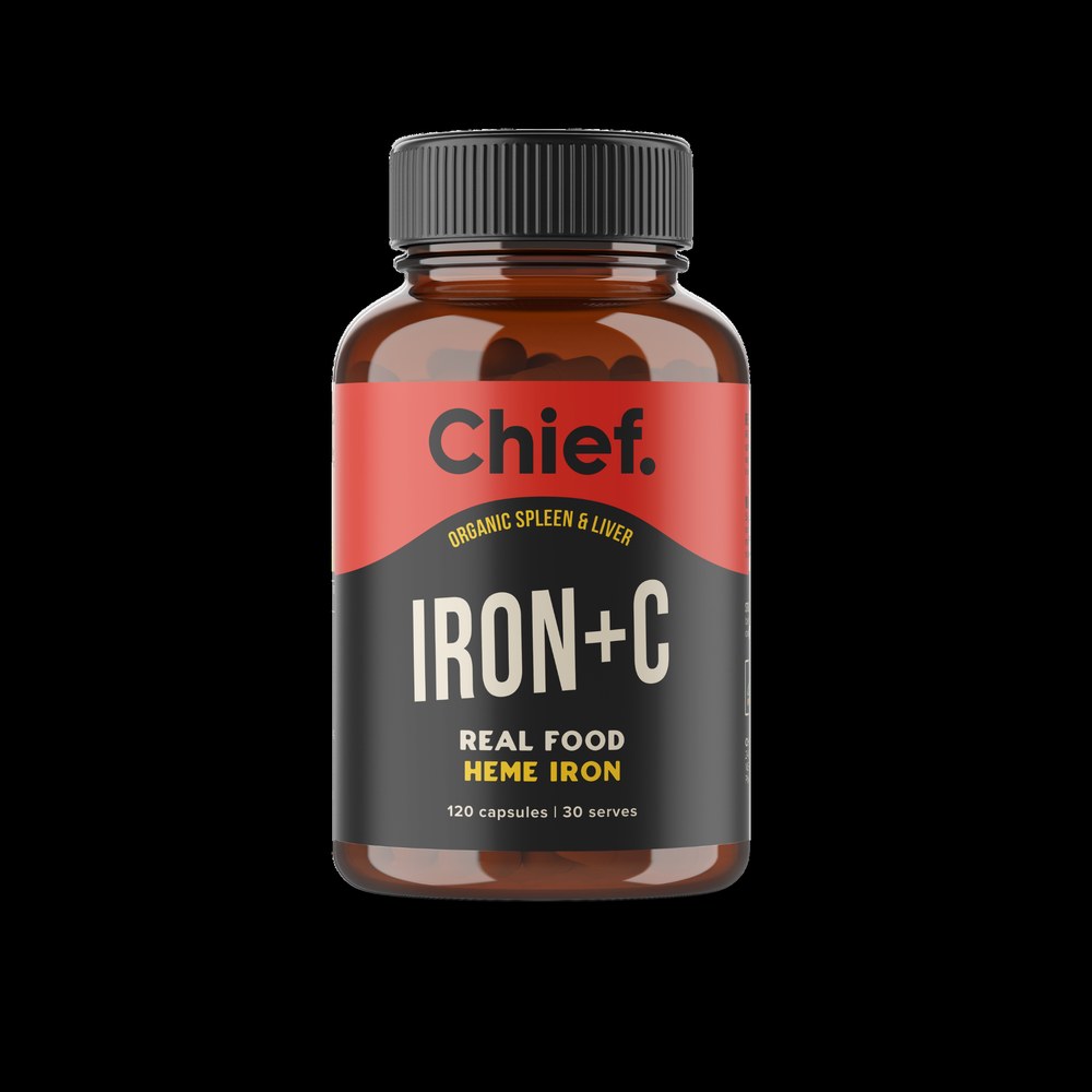 Chief Nutrition Grass Fed Iron + C Capsules, 120