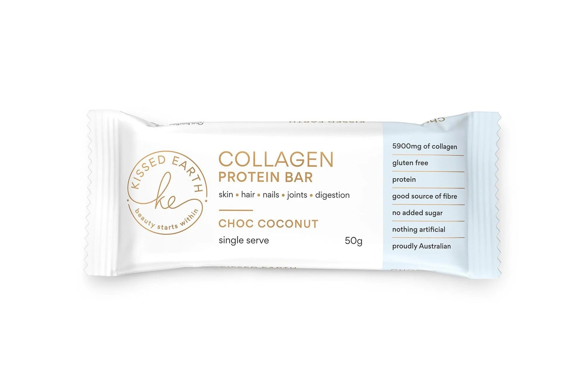 Kissed Earth Collagen Bar, Choc Coconut 50g